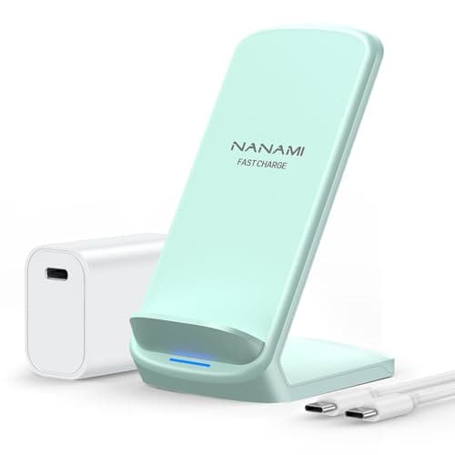 Fast Wireless Charger - NANAMI Wireless Charging Stand[with 20W PD Adapter] Desktop Charging Dock for iPhone 17/16/15/14/13/12 Pro/Pro Max,10W Qi Charger for Samsung S25/S25+/S25 Ultra/S24/S23/S22/S21