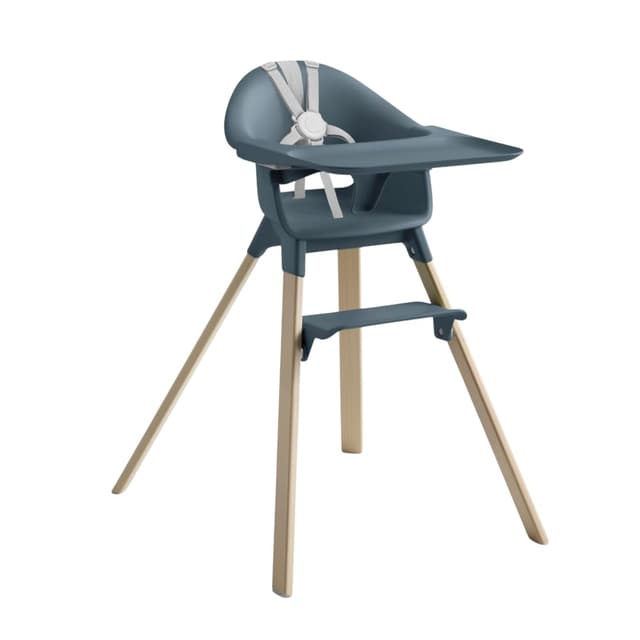 Stokke Clikk High Chair, Fjord Blue - All-in-One High Chair with Tray + Harness - Light, Durable & Travel Friendly - Ergonomic with Adjustable Features - Best for 6-36 Months or Up to 33 lbs