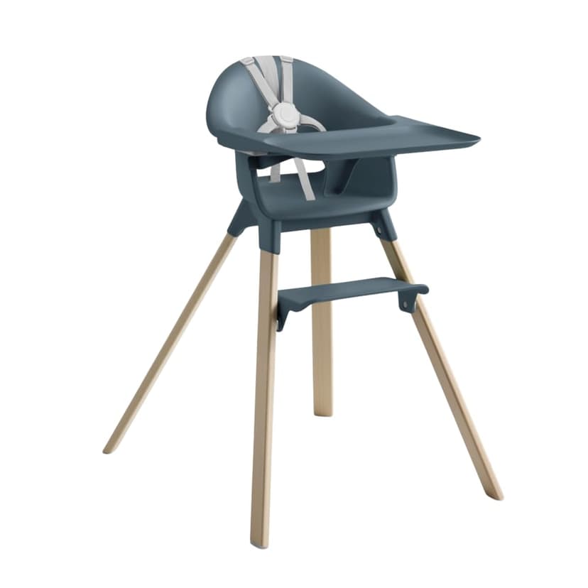 Stokke Clikk High Chair, Fjord Blue - All-in-One High Chair with Tray + Harness - Light, Durable & Travel Friendly - Ergonomic with Adjustable Features - Best for 6-36 Months or Up to 33 lbs