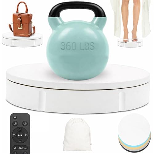 Prolee Rotating Display Stand 350lbs Capacity, 360 Degree Rotating Turntable 12 Inch, Turntable for Photography, Automatic Remote Control Display Platform with 5 Colour Surface Covers and Carry Bag