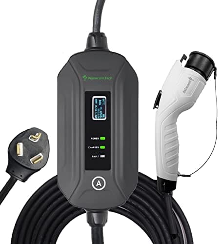PRIMECOM.TECH Level 2 24Amp Electric Vehicle (EV) Charger Amperage Adjustable: 10A-16A-24A (30 Foot, 10-30P)