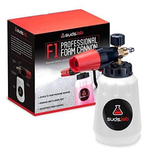 Suds Lab F1 Professional Foam Cannon with 32 Ounce Canister, Adjustable Foam Nozzle, Quick Connect Pressure Washer, Clean Dirt, Car Washing