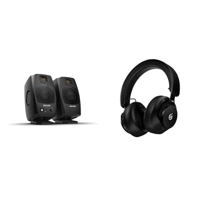 ADAM Audio D3V Active Desktop Monitoring System with USB-C Connection (Pair, Black) H200 Closed-Back Headphones