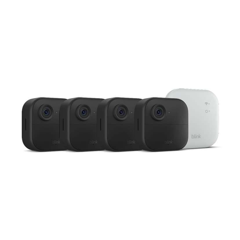 Blink Outdoor 4 XR – two-year battery wireless camera with 4x security coverage, 1000 ft open-air range or 400 ft with typical use — 4 camera system.