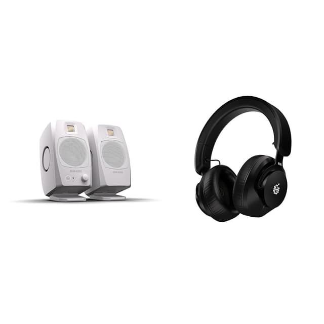 ADAM Audio D3V Active Desktop Monitoring System with USB-C Connection (Pair, White) H200 Closed-Back Headphones