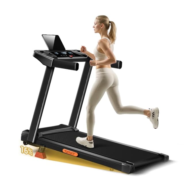 16% Incline Treadmill with Handle, 3-in-1 Portable Treadmills for Home and Office, Foldable Treadmills with 300 Lbs Weight Capacity, 3.0HP Quiet Walking Pad Treadmill, Three Screen (16% Black)