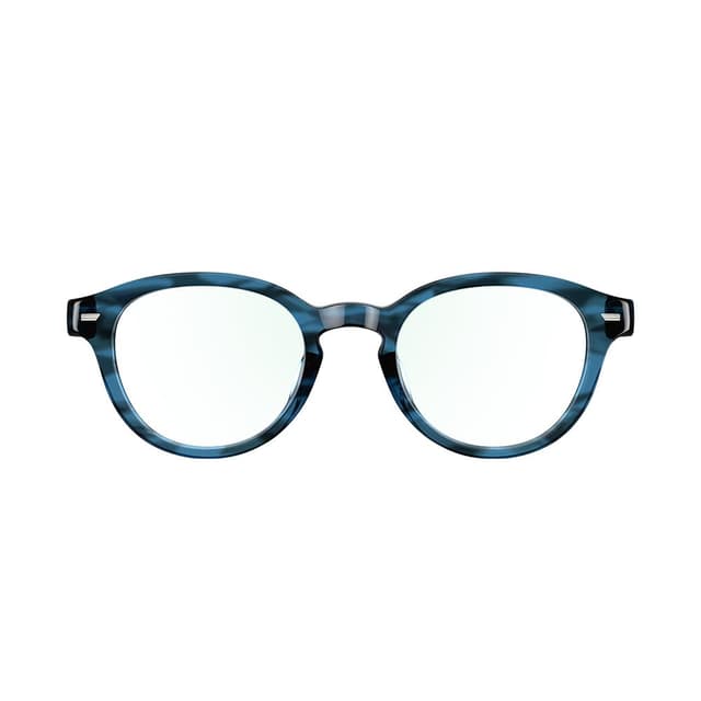 Amazon Echo Frames (newest model), Smart glasses, Designed for Alexa+, Round frames in Blue Tortoise with blue light filtering lenses