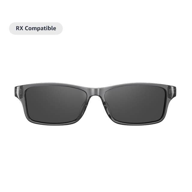 Amazon Echo Frames (newest model), Smart glasses, Designed for Alexa+, Modern Rectangle frames in Charcoal Gray with polarized sunglass lenses