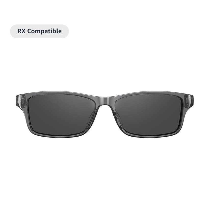Amazon Echo Frames (newest model), Smart glasses, Designed for Alexa+, Modern Rectangle frames in Charcoal Gray with polarized sunglass lenses