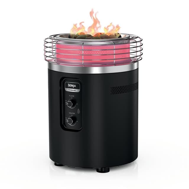 Ninja Fireside360™ Outdoor Heater & Fire Pit | 3 Modes: Flame, Heat, Flame & Heat | Portable for Patio, Deck, Camping, Beach | Easy Control Smokeless Flames | Push to Start Ignition | Black | OF101BK