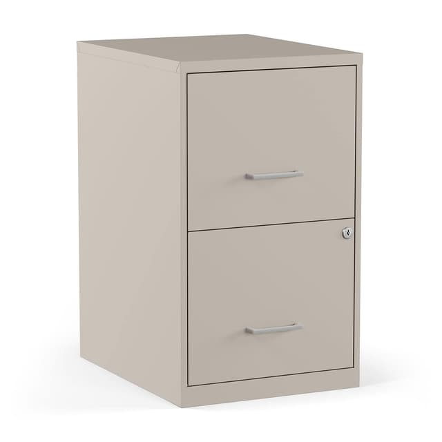 STAPLES 2-Drawer Vertical File Cabinet Locking Letter Putty/Beige 18-Inch D