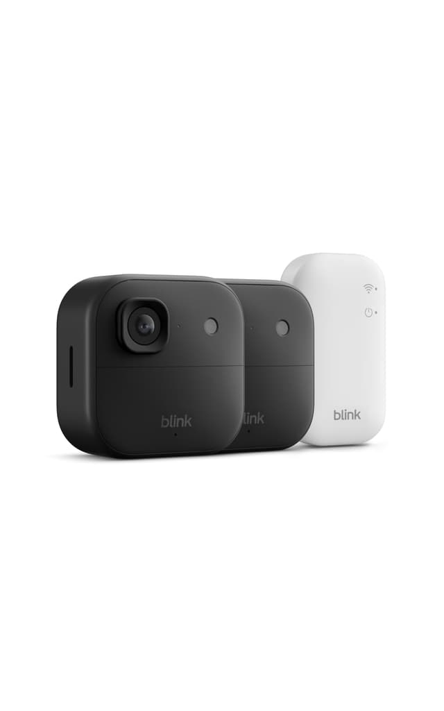 Blink Outdoor 2K+ (newest model) — Wireless smart security camera, 2K video resolution, enhanced audio, two-year battery. Sync Module Core included — 2 camera system (Black)