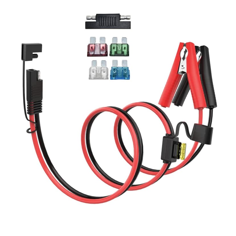 ELFCULB 10AWG 3.3FT SAE Connectors, Battery Alligator Crocodile to SAE, SAE Quick Release Adapter to Alligator Clips Quick Disconnect Cable,with 5 Fuse,for Solar Panel Cars Motorcycles Battery Charger