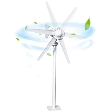 OSKOPWRC 800W Wind Turbine Generator Kit, 6-Blade 12V/24V Wind Energy System, Durable Electromagnetic Power Generator for Home, RV, and Off-Grid Use White
