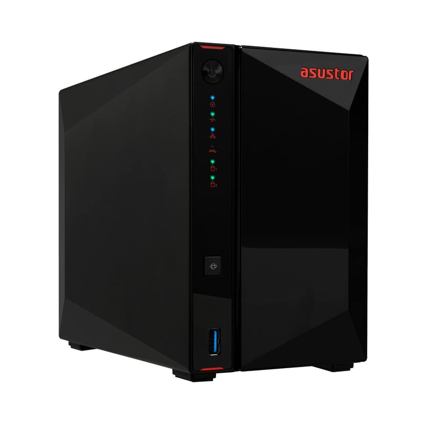 Asustor AS5402T, 2 Bay NAS, Intel Quad-Core 2.0GHz CPU, 4X M.2 NVMe SSD Slots, 2x2.5GbE Ports, 4GB DDR4 RAM, Cloud Storage for Gaming and Live Stream, Network Attached Storage(Diskless)