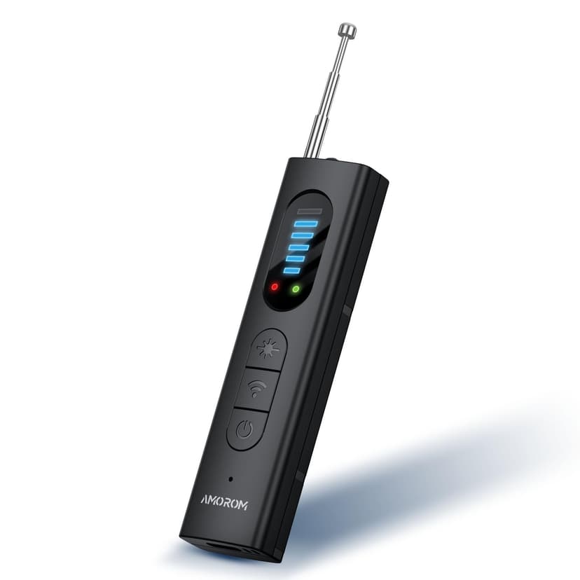 AMOROM 5 in 1 Hidden Camera Detectors, GPS Tracker Finder with 5 Modes, Anti-Theft, Flashlight, Spy Camera Detector for Travel/Hotel/Car/Bathroom, Black