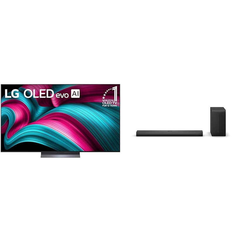 LG 65" OLED evo C5 Series 4K Smart TV Bundle S70TY 3.1.1-Channel Soundbar, Dolby Atmos, Wow Orchestra, Rear Speaker Ready, Wireless Subwoofer