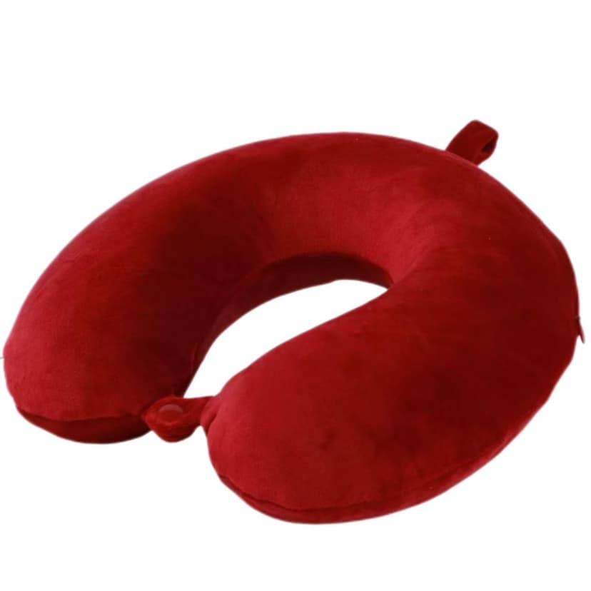 Far win Travel Pillow,100% Pure Memory Foam U Shaped Neck Pillow,Super Lightweight Portable Headrest Great for Airplane, Car,Home,Office,Sleeping Rest (Wine red)
