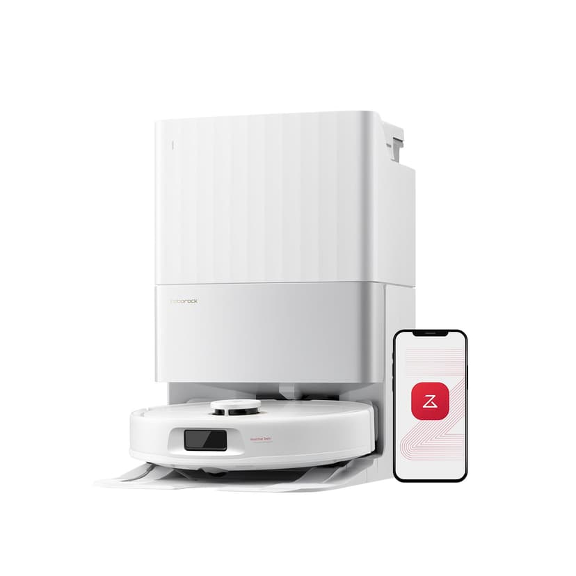 roborock Qrevo S5V Robot Vacuum and Mop, FlexiArm Edge Mopping, 12,000Pa Suction, Dual Zero-Tangle System, Smart Obstacle Avoidance, 10mm Mop Lifting, Auto Mop Washing & Warm Air Drying, White