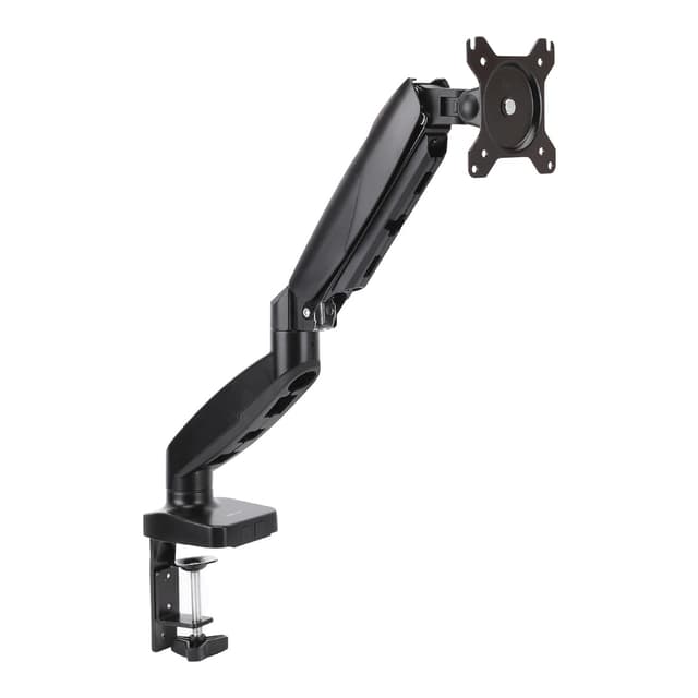 Amazon Basics Gas Spring Single Computer Monitor Arm Desk Mount, Adjustable, Holds up to 27" Monitors, Black