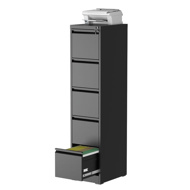 mysteeldepot 5 Drawer Vertical File Cabinet with Lock, Metal Filing Cabinets for Home Office, Heavy Duty File Storage Cabinet for Legal/Letter/A4 Documents, Easy to Assemble, Black