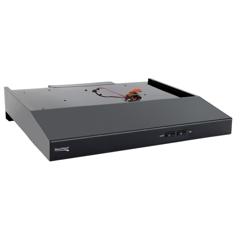 RecPro RV Range Hood with Charcoal Filter & LED Lamp | 12V DC Motor | 60W Energy Efficient | Built-in Charcoal Filter | Sleek Design | Hard-Wired Installation | 0.8A Fan Motor (Black)