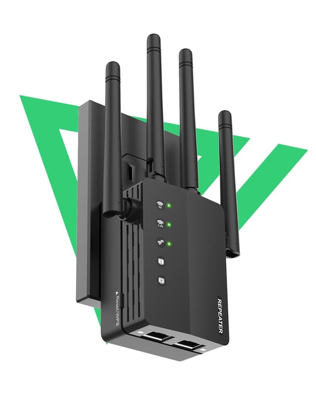 1200Mbps Dual Band 5GHz/2.4GHz WiFi Extender, WiFi Extender Signal Booster, 12880 Sq.Ft Coverage, 105-Device Support, Setup for Home & Outdoor Use