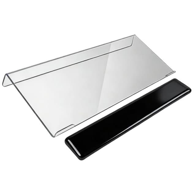 Acrylic Computer Keyboard Stand with Gel Wrist Rest Set,Ergonomic Keyboard Riser for Desk Easy Typing with Gel Keyboard Pad, Anti-Slip Comfort Keyboard Wrist Pad Relief Pain (Black)