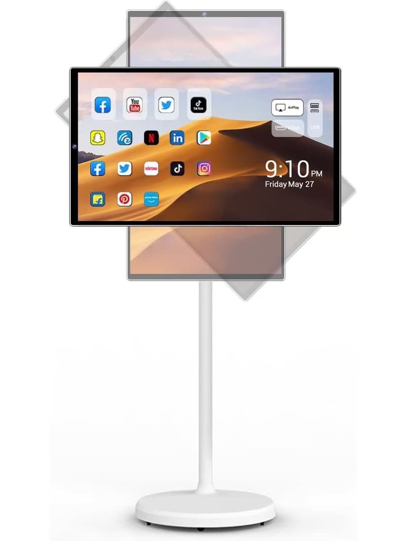 YDSCart 22 Inch 1080p Portable tv Built-in Camera, Portable Touch Screen Monitor Rollable Tablet TV, Wireless TV on Wheels Touchscreen Battery(6-8H) (Upgraded Version - Supports Scalability)