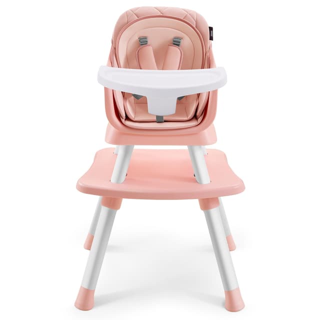 HARPPA 6 in 1 Baby High Chair, Convertible Infant Feeding Chair for Babies & Toddlers Table, Dining Booster Seat with Removable Tray, Pink