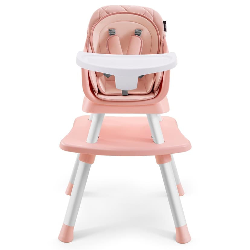 HARPPA 6 in 1 Baby High Chair, Convertible Infant Feeding Chair for Babies & Toddlers Table, Dining Booster Seat with Removable Tray, Pink