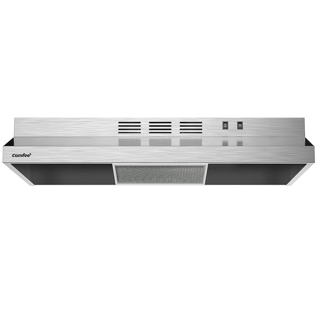 Comfee CVU30W2AST Range Hood 30 Inch Ducted Ductless Vent Hood Durable Stainless Steel Kitchen Hood for Under Cabinet with 2 Reusable Filter, 200 CFM, 2 Speed Exhaust Fan Silver