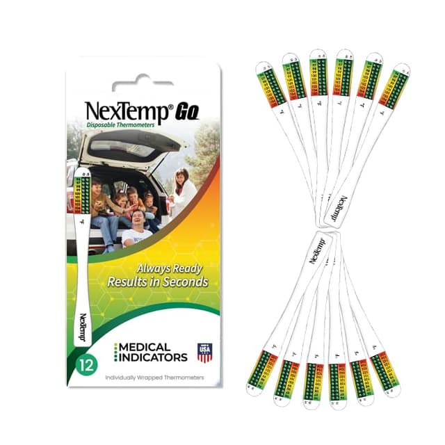 NexTemp® Go - Ready When You are - Single-Use Disposable Thermometers - Results in Seconds, for Work, Home, & Travel (12-Pack (Fahrenheit))