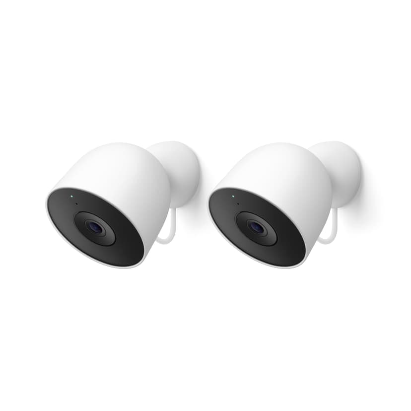Google Nest Cam Outdoor (Wired, 2nd Gen) - 2 Pack - Security Camera with 2K Video and Gemini, Night Vision, 2-Way Audio - Works with Google Home - 2025 Model - Snow