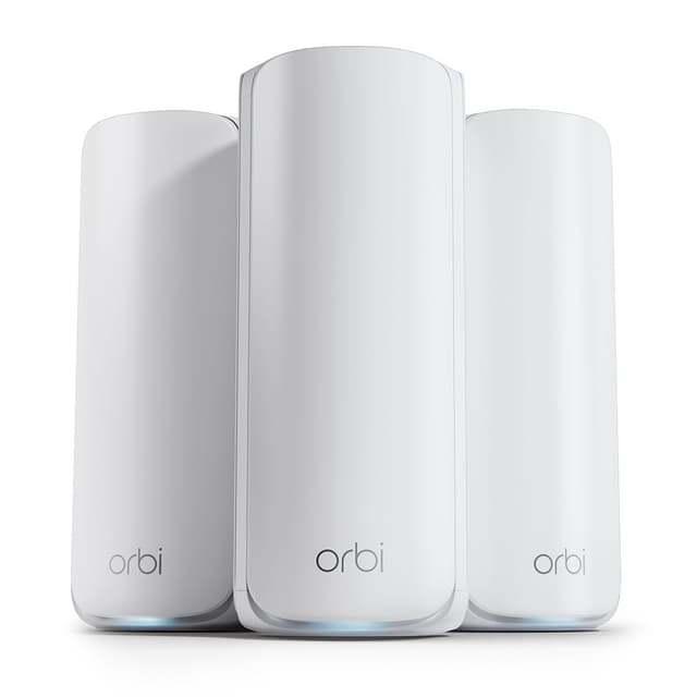 NETGEAR Orbi 870 Series Tri-Band WiFi 7 Mesh System (RBE873) - Router + 2 Satellite Extenders, Security Features, Up to 21 Gbps, Covers Up to 9,000 Sq. Ft., 150 Devices, 10 Gig Internet Port, BE21000