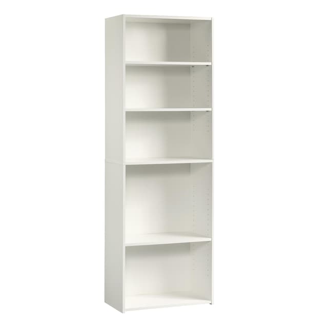 Sauder Beginnings 5-Shelf Bookcase, Bookshelf with Adjustable Storage Shelves, in Soft White
