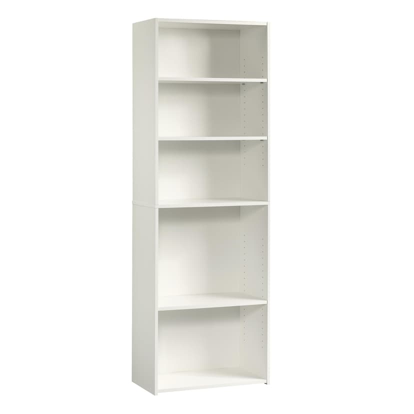 Sauder Beginnings 5-Shelf Bookcase, Bookshelf with Adjustable Storage Shelves, in Soft White