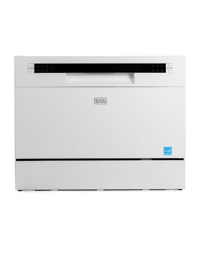 BLACK+DECKER Countertop Dishwasher, Counter Dishwasher with 6 Wash Programs, 6-Place Setting Capacity, Stainless Steel Interior, ENERGY STAR Certified, BCD6SD, White
