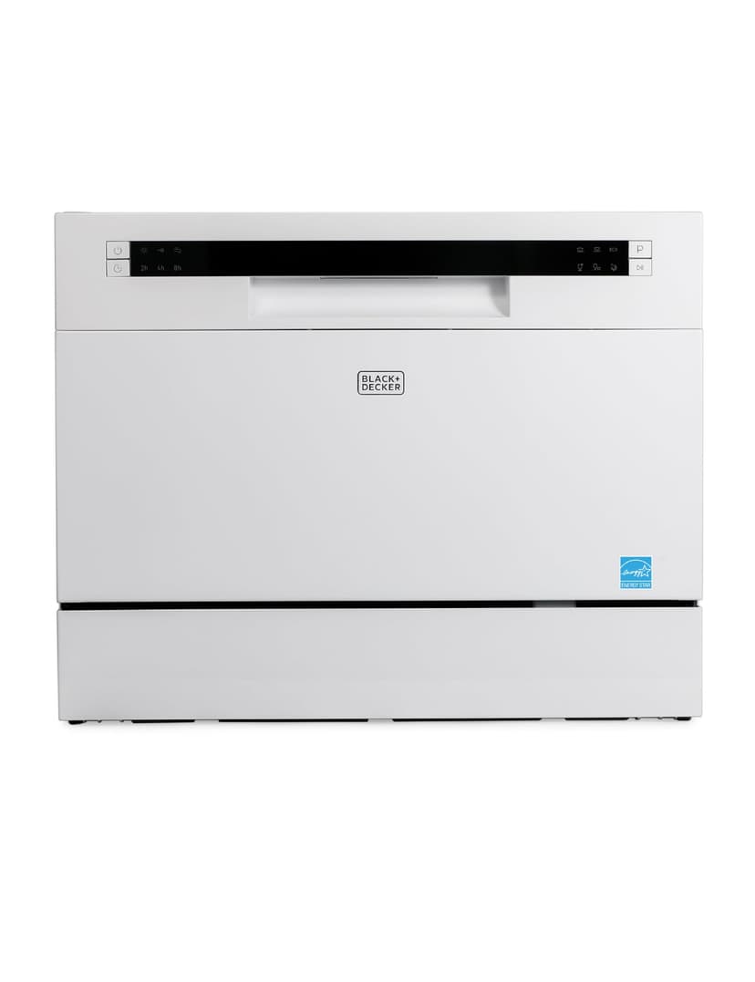 BLACK+DECKER Countertop Dishwasher, Counter Dishwasher with 6 Wash Programs, 6-Place Setting Capacity, Stainless Steel Interior, ENERGY STAR Certified, BCD6SD, White