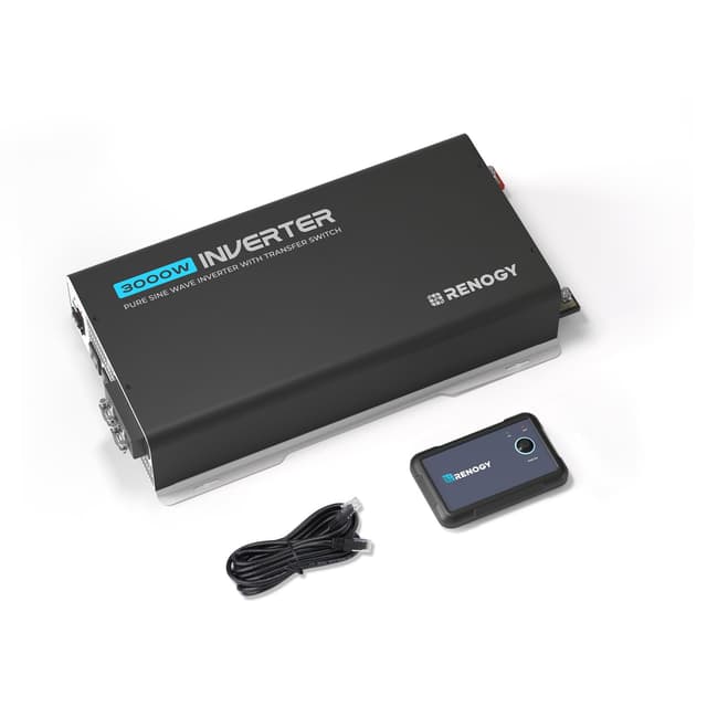Renogy Inverter PUH, 3000W Pure Sine Wave Power Inverter with UPS Transfer Switch & Bluetooth, 12V DC to 120V AC Converter for RV, Truck, Home,Camping - 6000W Surge Power, Remote Monitoring