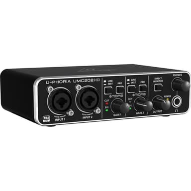 Behringer UMC202HD Audiophile 2x2, 24-Bit/192 kHz USB Audio Interface with Midas Mic Preamplifiers | For Recording Microphones and Instruments