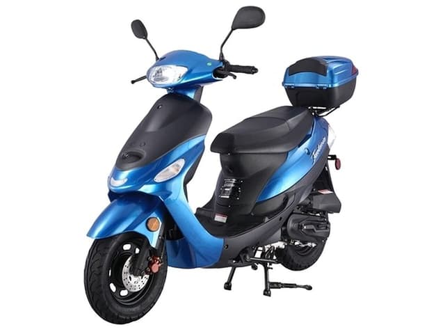 HHH Scooter 49cc/ 50cc Scooter Gas Fully Automatic Street Motorcycle Strong Sports Moped Pony 50 with Rear Storage Trunk (Blue)