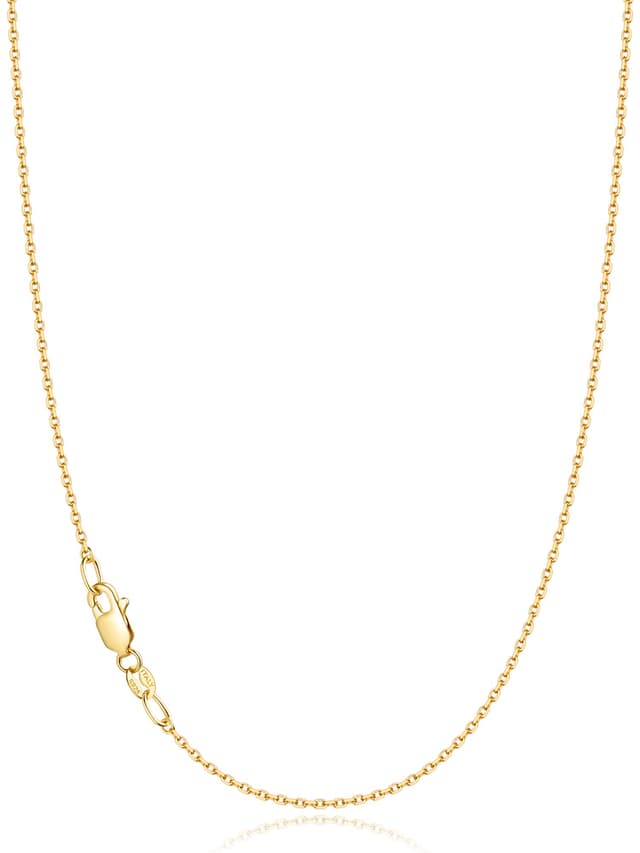 Jewlpire 18k Gold Plated Chain Necklace for Women, 1.1mm Cable Chains 18K Gold Plated Chain for Women Shiny & Sturdy Women's Chains Necklace, 18 Inches
