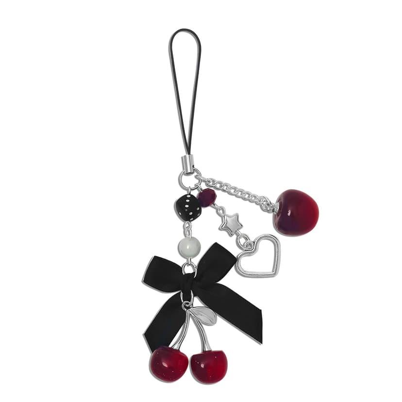 Nalefow Phone Charms Strap Cute Cherry CellPhone Straps Aesthetic Pink Red Black BlueCherry Phone Chain for Camera Keychain Bag Pendant Decor Gift (Cherry Apple)