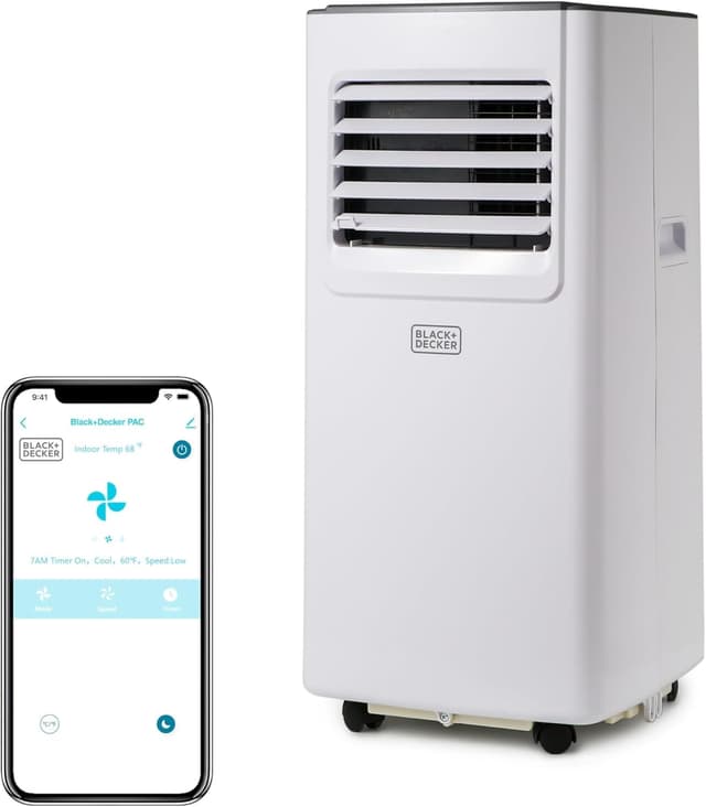 BLACK+DECKER 8,000 BTU Portable Air Conditioner with Wifi & Remote Control, 3-1-in AC, Fan & Dehumidifier, with App, Alexa & Google Assistant, Window Kit