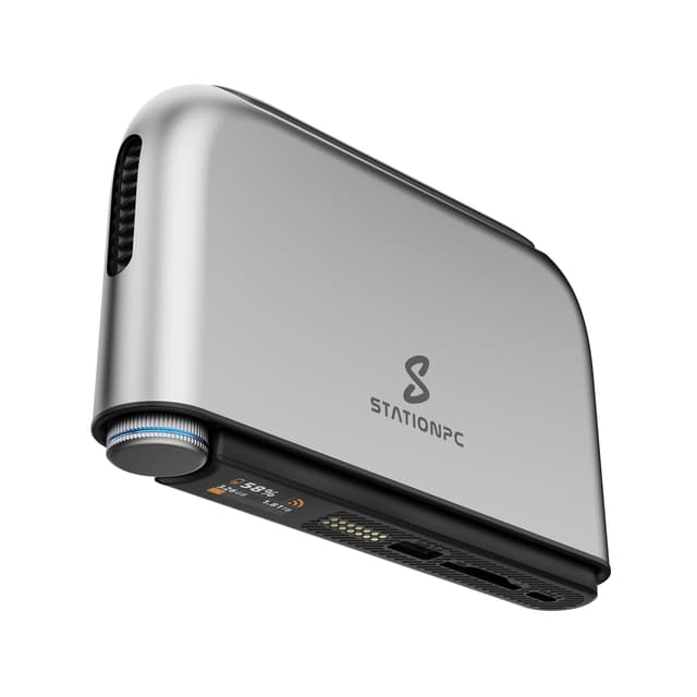 STATIONPC PocketCloud Portable NAS with M.2 NVMe & SD Slots, up to 8TB Capacity (Diskless), One-Click Backup,Supports Wi-Fi 6, LCD Display, App Control, 3200mAhx2 Replaceable Batteries for Outdoor Use