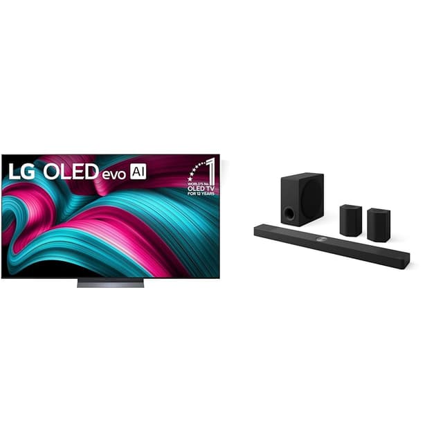 LG 77" OLED evo C5 Series 4K Smart TV Bundle with 9.1.5-Ch. S95TR Soundbar with Dolby Atmos, DTS:X, Wireless Speakers and Subwoofer Home Theater Bundle