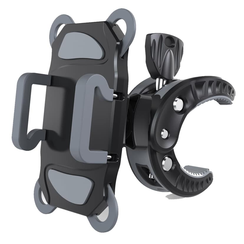 Crescendo CR-30 SlimClip Mic Stand Phone Holder, iPhone Clamp Mount, Pole Phone Mount, Microphone, Music or Drum Stand, Mic/Phone Clip - for iPhone, Samsung Galaxy, Pixel, Any Smartphone (Grey)