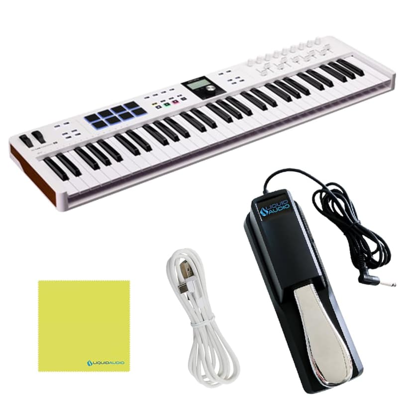 Arturia KeyLab 61 Essential mk3 MIDI Controller Bundle (White + Pedal)