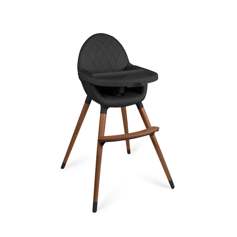 Convertible High Chair for Babies, Toddlers, Kids & Children - Wooden Highchair with Adjustable Height & Dishwasher Safe Tray - Wood Feeding & Dining Chair - Converts to Booster Seat (Black)